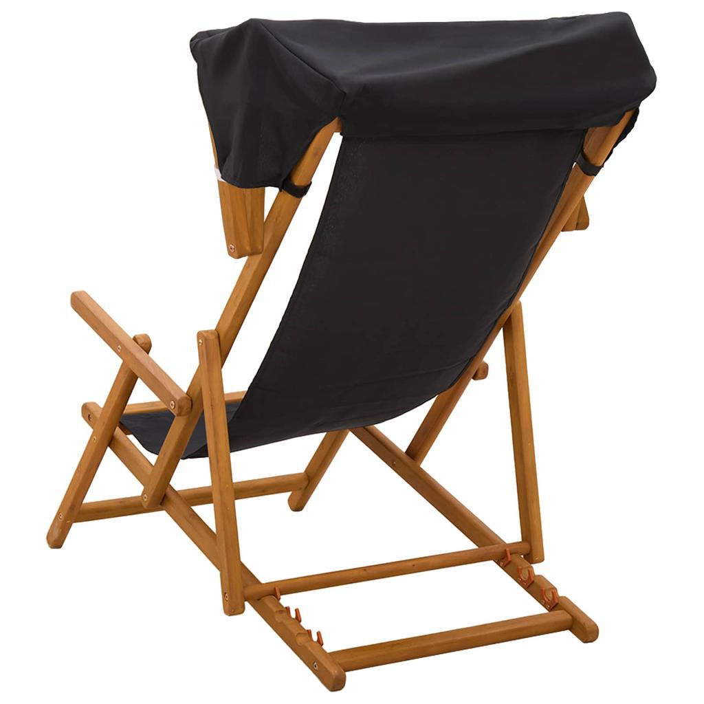Lounge Chair 2 Pcs 3 Position Solid Eucalyptus Wood Black