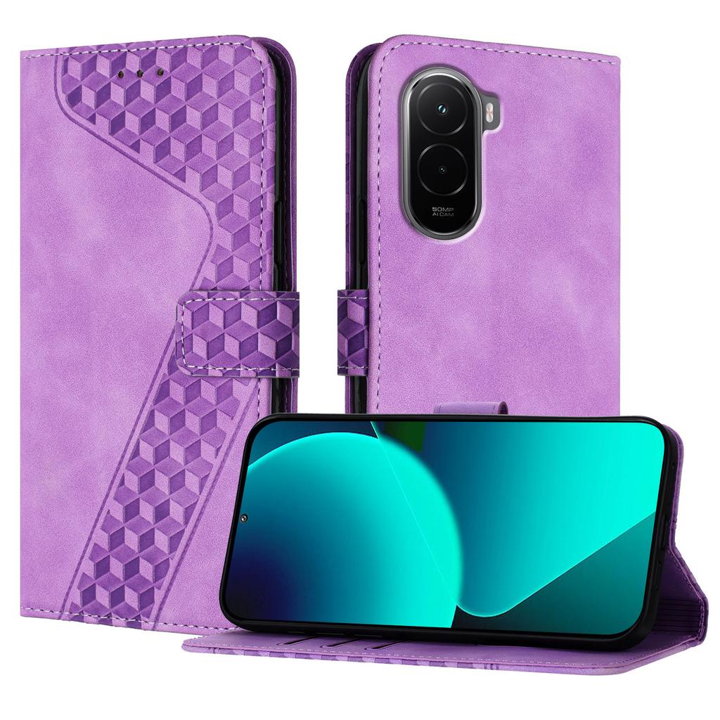 For Xiaomi Poco M7 4G (169mm) Leather Case 7-Shaped Pattern Wallet Stand Shockproof Phone Cover
