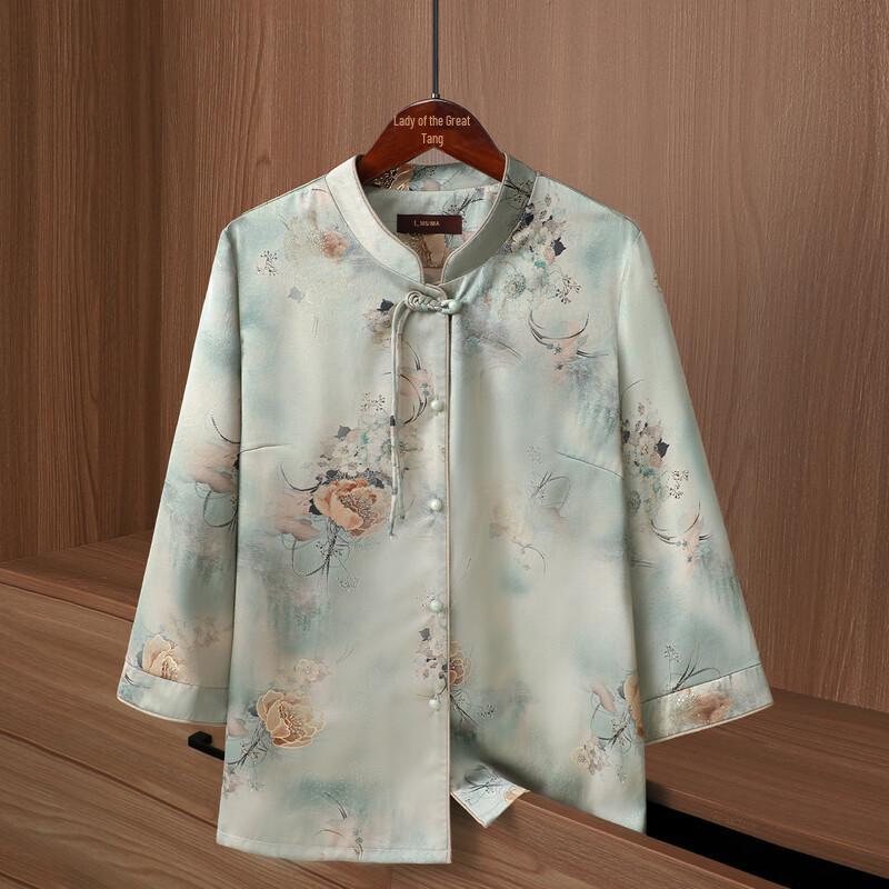 

YUZHAOLIN Women s Printed Seven-Sleeve Casual Shirt L