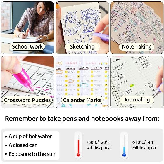 BAYTORY 36Pcs Colored Erasable Gel Pens, Fine Point 0.7mm, Retractable Assorted Colors Pen with Eraser, Smooth Writing Erasable Pens for Crossword