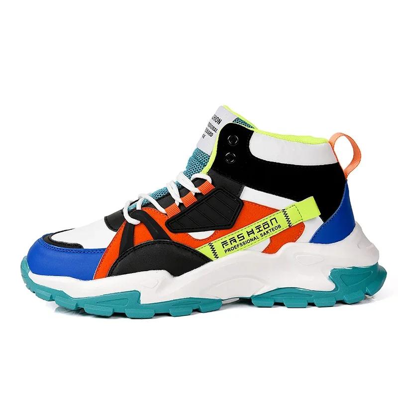 Luxury High Top Yellow Bottom Men Casual Shoes Colorful Leather Mens Designer Shoes Zapatos Hombre Spring Fashion Men Sneakers
