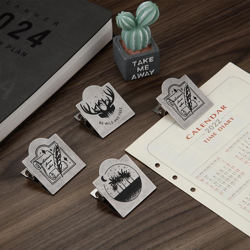 Retro Metall Binderklammern Foldback Notizen Briefablage Büroklammer Bindeklammern Scrapbook-Klammer Schreibwaren Aufbewahrungsklammer