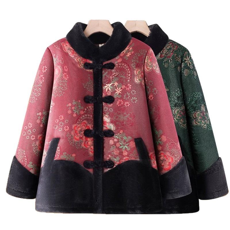 Women's Winter Clothing Old Lady Warm Thickened Padded Jacket Jacket Padded Jacket Velvet Padded Jacket