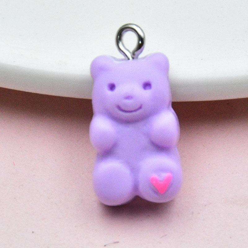 Colorful Resin Heart Bear Earring & Keychain Pendant - DIY Handmade Jewelry Charm