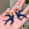 Bird Woven Baroque Pearl Necklace Animal Geometric Earrings Exquisite Women's Jewelry Set  Gift