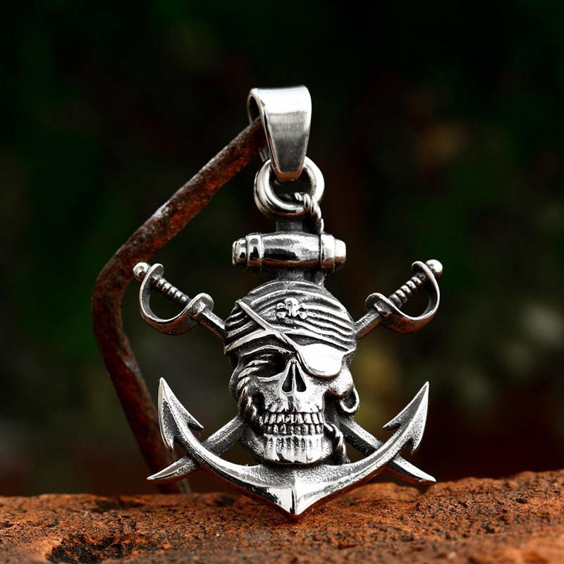 BEIER 2023 New Creative Design Stainless Steel Pirate Pendant Anchor Necklace For Men Viking Movie Jewelry Wholesale