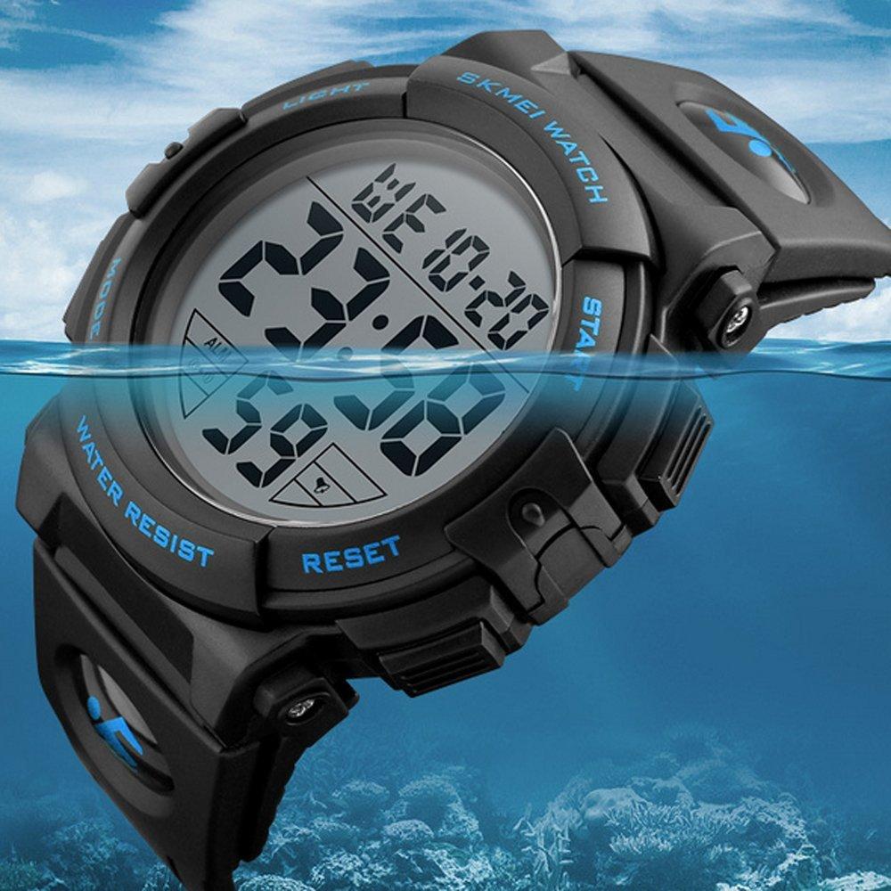 Timever Digital LED Sports Watch Waterproof Men's Large Screen Display Alarm