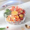 Rotating Salad Box, with Multi-Grid And Center Sauce Cup Fruit Tray, Ice Trough Cooling Base Design, Serving Bowl for Party, Gathering
