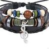 PU Leather Bracelet Musical Note Charm Pendant for Gift Party Daily