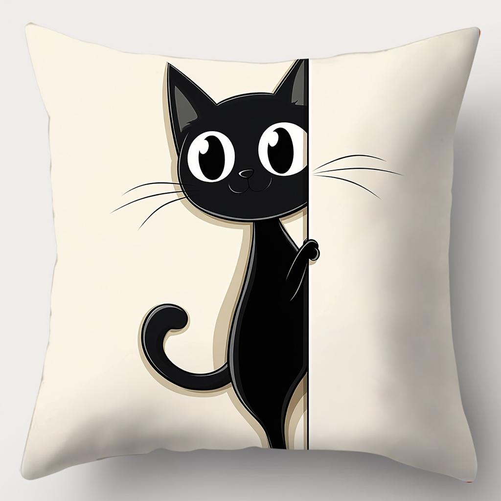 Cute Black Cat Patterns Throw Pillow Cushions Polyester pillowcase, sofa decorative cushion cov Headboard Pillow