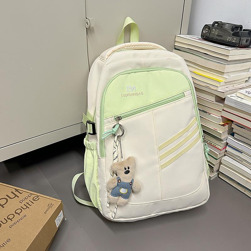 

Korean version of large-capacity schoolbag female high school student lightweight backpack college student high value simple travel niche backpack single bag зелений