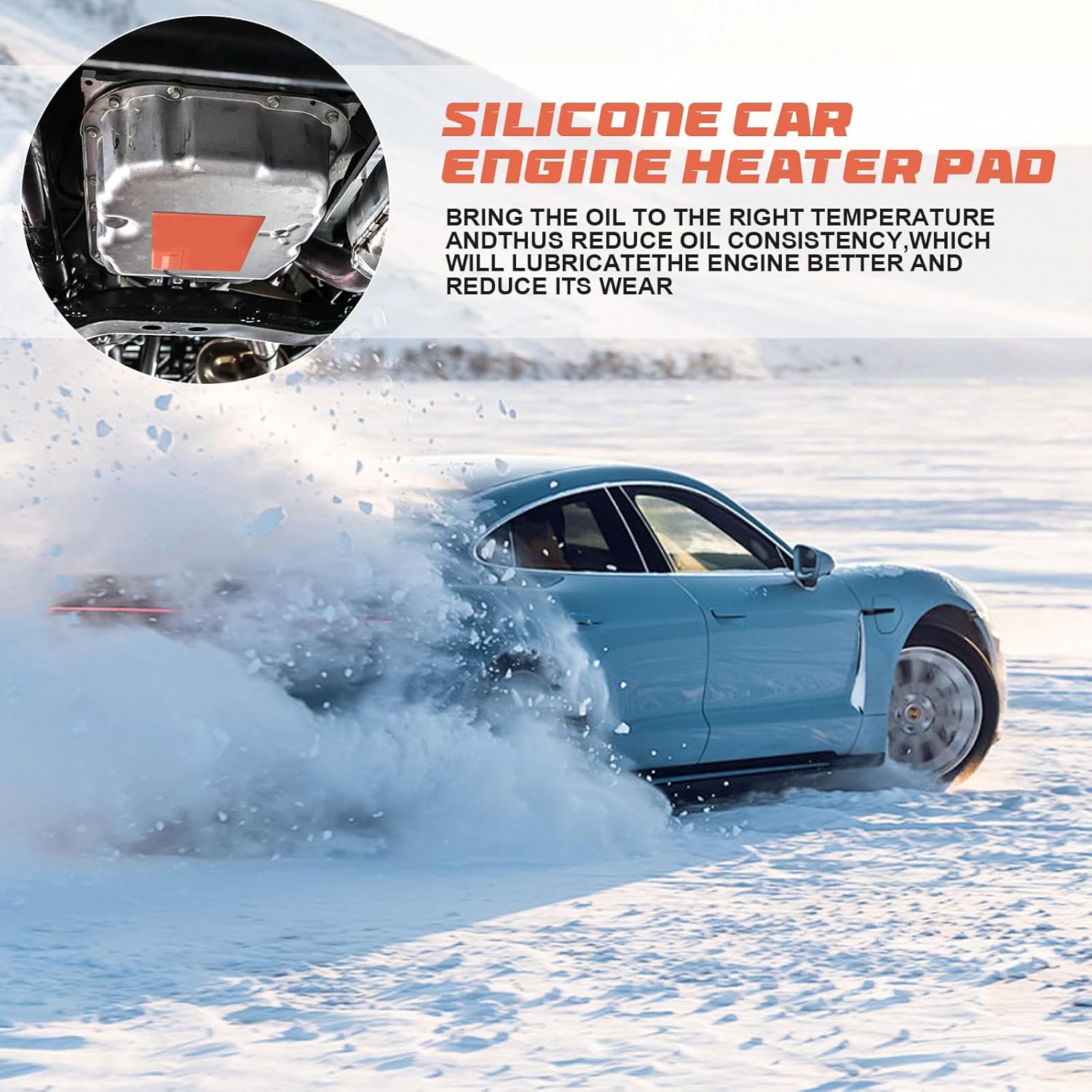 2PCS Engine Block Heater Oil Pan Heater Pad with Thermostat 120V 150W 4 X 5 Inch 3M Self-Adhesive Metal Surface Dipstick Engine Block Silicone
