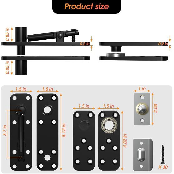 Pivot Hinge, Heavy Duty Hidden Door Hinge for Wood Secret Door, Pivot Door Hardware for Hidden Door Bookcase, 360 Degree Rotation Stainless Steel