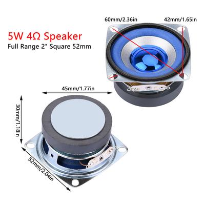 2-inch 5W 4ohm Blue Full-frequency Speaker 52mm Square 5W 4 Ohm Small Speaker Speaker