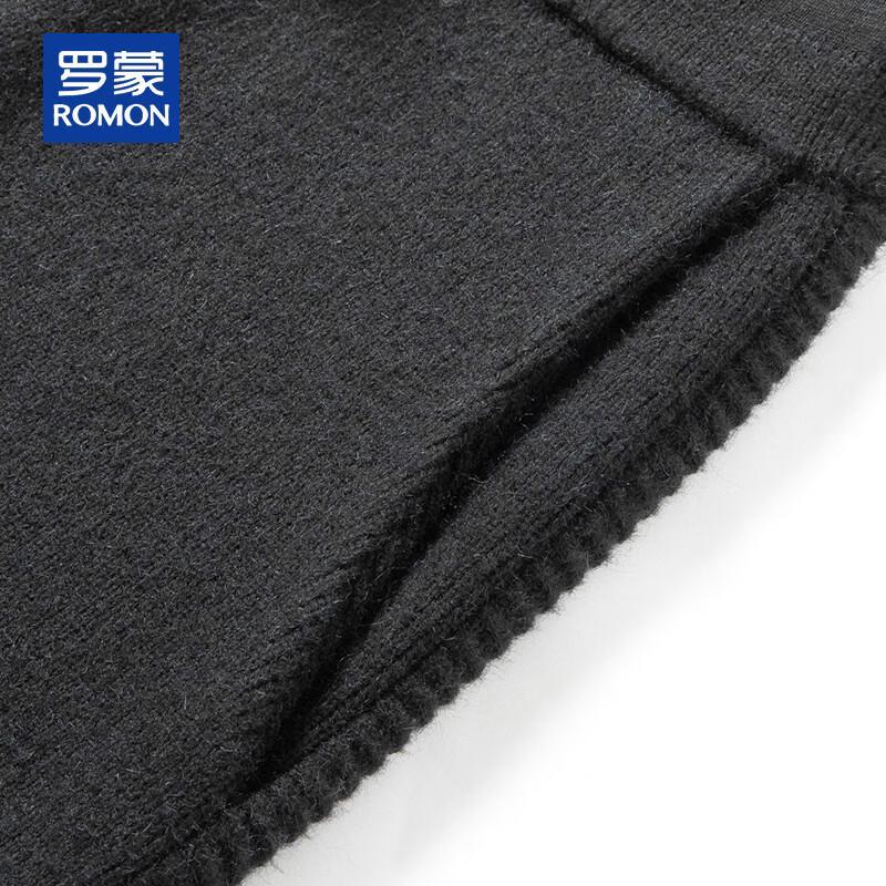 ROMON Men's Cashmere Blend Wool Thickened Drawstring Straight-leg Casual Pants