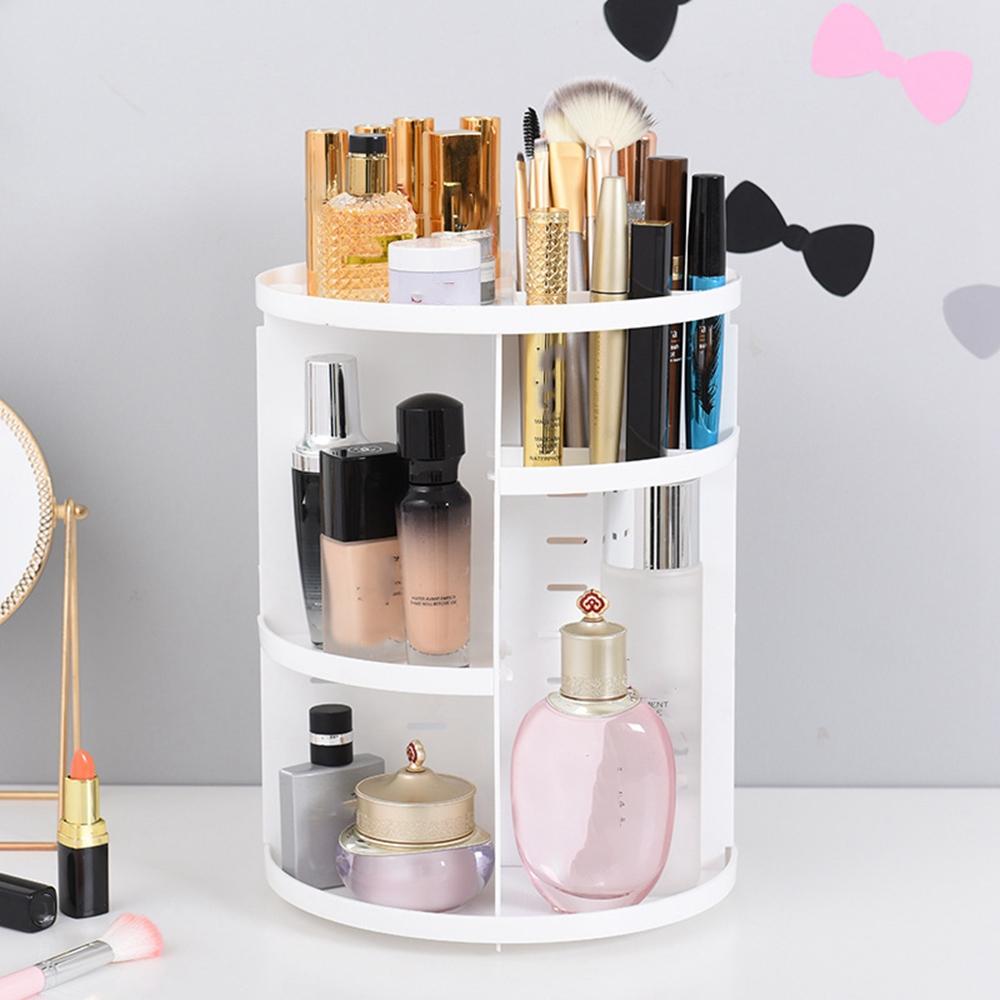 

Desktop Rotating Makeup Organizer Cosmetic Skincare Products PS Storage Rack C