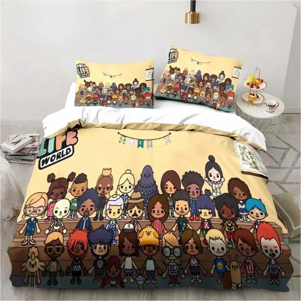 3D Cartoon Game Toca Life World Bedding Set Duvet Cover Bed Set Quilt Cover Pillowcase Comforter king Queen Size Boys Adult