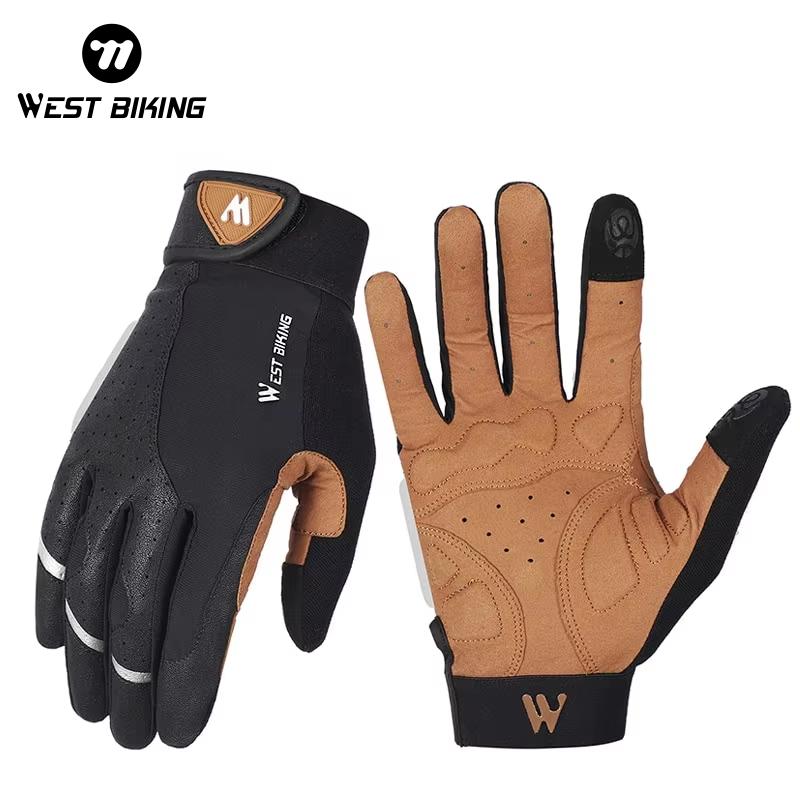 WEST BIKING Cycling Gloves Breathable Full Finger Mitts MTB Bicycle Sports Gloves Men Women Spring Autumn Gym Motorcycle Gloves