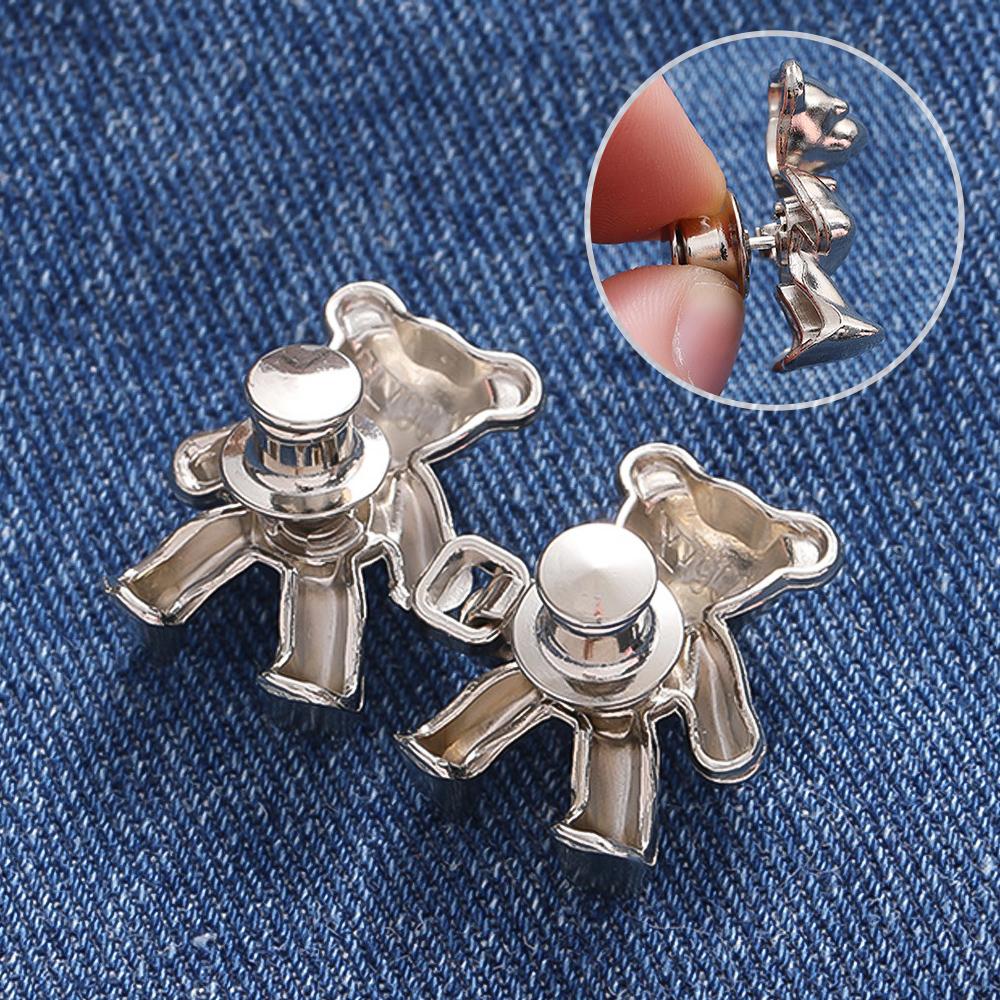 Colorful Metal Bear Tighten Waist Button for Women Pant Jeans Adjustable Detachable Waist Clip Metal Pins Clothing Accessories