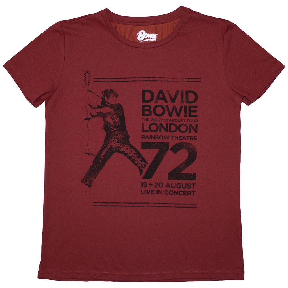 New David Bowie Ladies Slim Fit T-Shirt: Rainbow Theatre OFFICIAL red XL