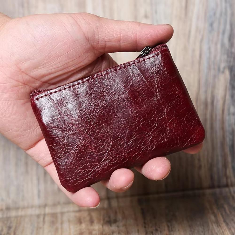 Portable Zipper Small Wallet Leather Key Case Simple Mini Coin Purse  Short Handbag