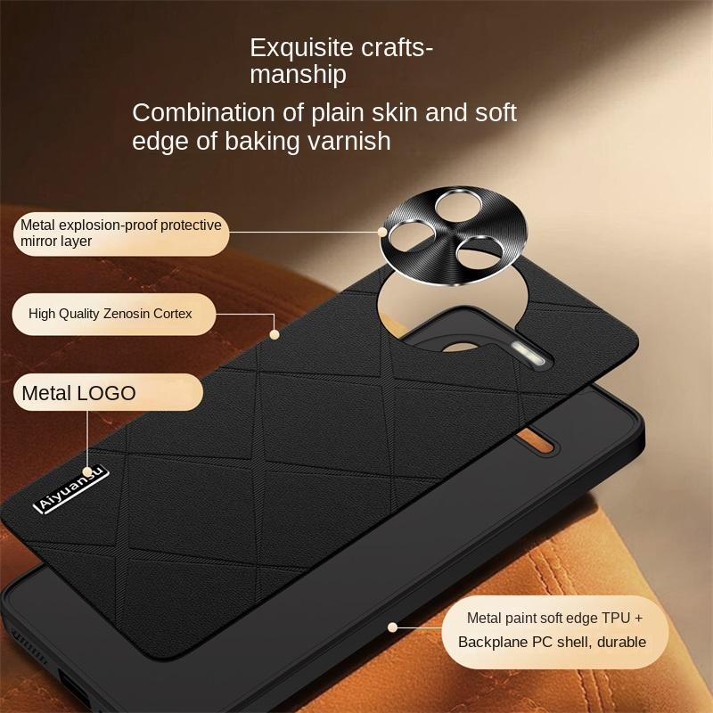 For Redmi K80 K80 Pro High-luxury Vegan Leather Metal Lens Protection Anti-drop and Anti-fingerprint Phone Case
