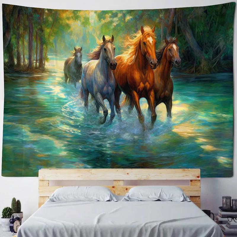 VIKAMA Mandala Tapestry 3D Horse Visual Illusion Large Geometric Wall Hanging Bohemian Hippie Home Art Decor for Bedroom