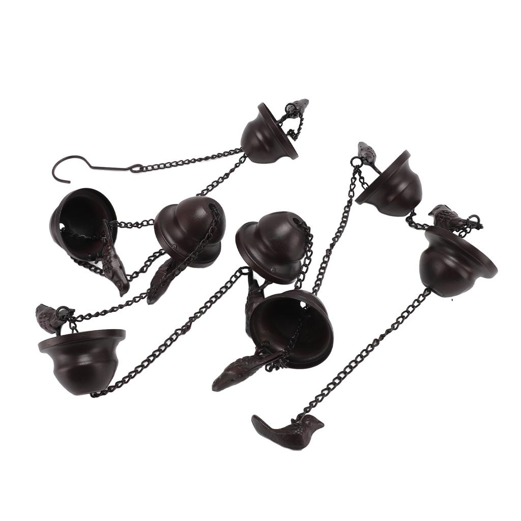 Catena per la pioggia con uccelli su tazza per grondaie, 7,9 piedi, Campanelli decorativi per la pioggia per esterni, Giardino vintage