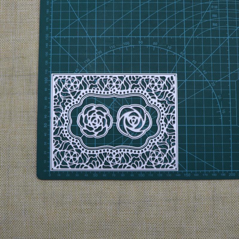 

Рамка для цветка розы, прямоугольная металлическая режущая пластина, трафарет для самостоятельного скрапбукинга, альбома, бумажной открытки, тиснения серебряный