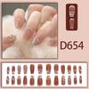24Pcs Coffin Press On Nail Autumn Winter False Nails Glitter Diamond Stick On Nails French Nail Art