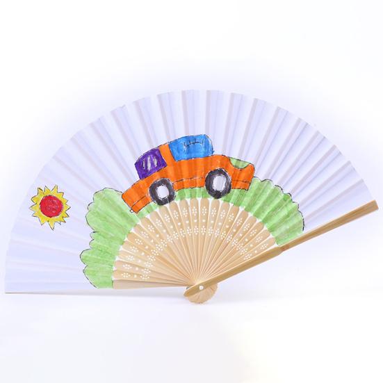 Sammenleggbar vifte Lett å male Bambusviftehåndtak Glatt åpning Komfortabelt grep DIY Førskoleutdanning Sammenleggbar vifte Hjemmeforsyning