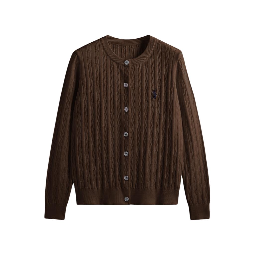 Dámský vlněný kardigan Zesílený Vyšívaný Kroucený Kulatý výstřih Pletený svetr