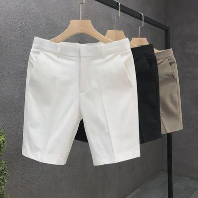 Men's White Slim Straight Light Business Suit Shorts - Summer Casual