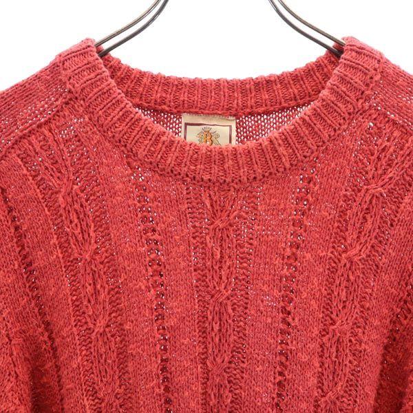 BARACUTA Linen Blend Long sleeve cotton knit L Red series sweater Men's Used
