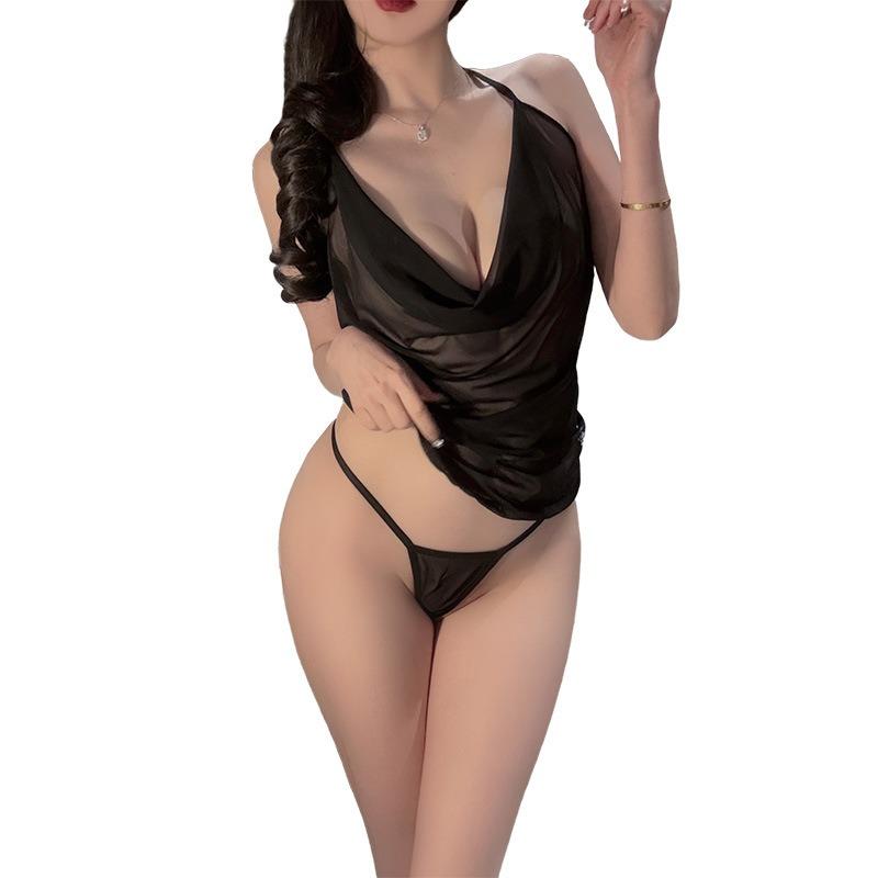 Sex underwear nightclub style sexy suspender pure desire mesh swing collar sex belly pocket perspective woman