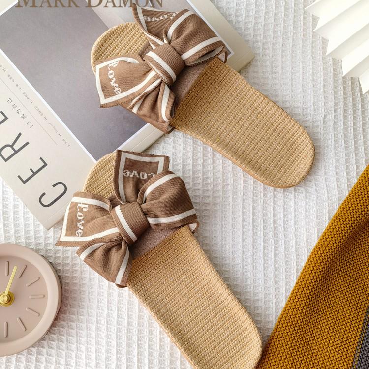 Damen Sommer Leinen Schleife Hausschuhe - Vielseitige Indoor & Outdoor Weichsohle 2025 Edition