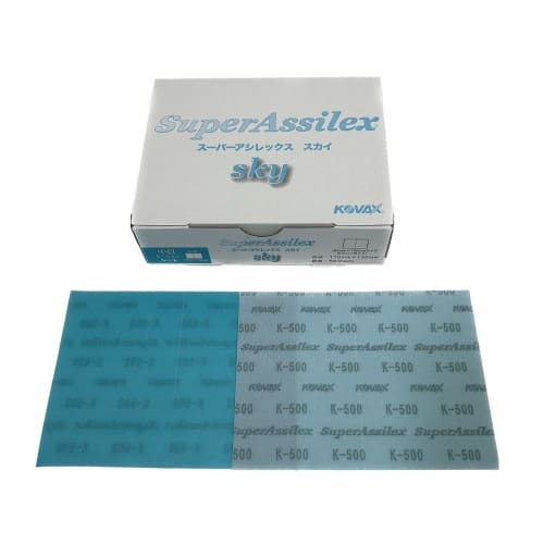 KOVAX Super Acilex Sky Medium Sheets (Box) Velcro, 170mm x 130mm, 500-grit equivalent, 50 Sheets per Box
