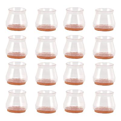 16 Stück Stuhlbeinschoner Transparent Rund Kratzfest Leise Silikon Filz