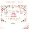 2D Pink Floral Baby Girl Shower Backdrop A Sweet Baby Girl Is On Her Way Party Decoration