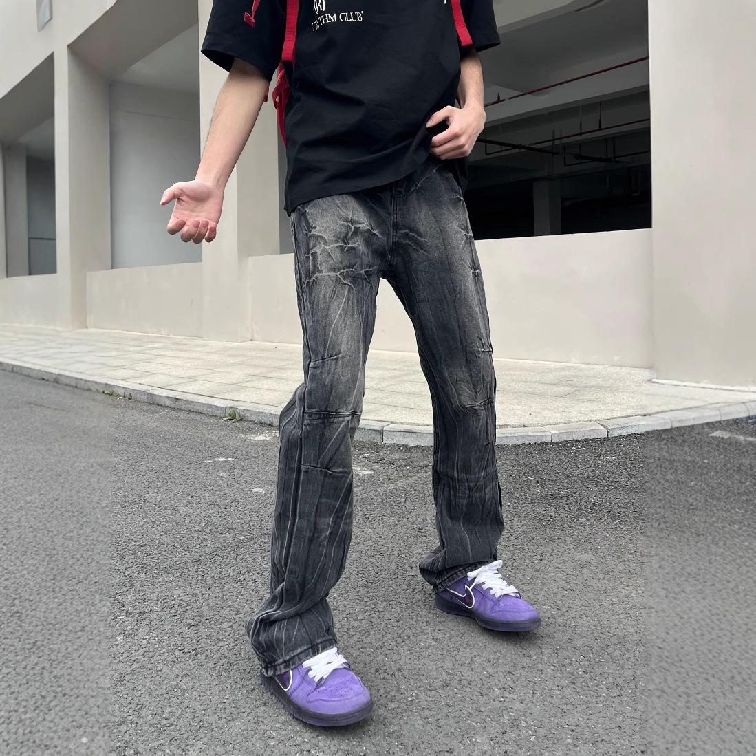 JYL Мужские джинсы Осень Новые Корейские Деловые Повседневные Модные Узкие Полосатые Лоскутные Деним M