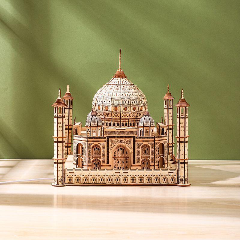 3D Wooden DIY Three-dimensional Taj Mahal Jigsaw Puzzle Adult Decompression Puzzle Holiday Gift Decoration Model