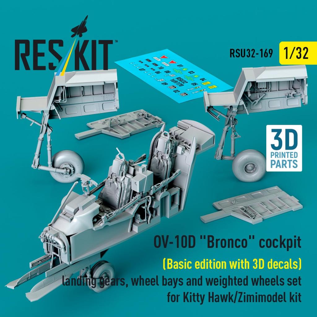 Reskit Cockpit Interior Decal and Landing Gear Set Kitty Plastic Model Parts 1/32 OV-10D w/3D (for Hawk) RSKU32-0169 (Airplane)
