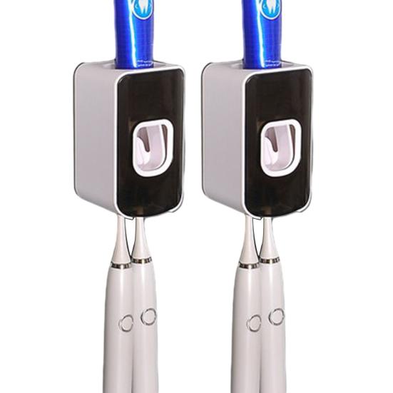 2Pcs Wall-Mounted Toothbrush Holder with Toothpaste Squeezer Strong Load-bearing Universal