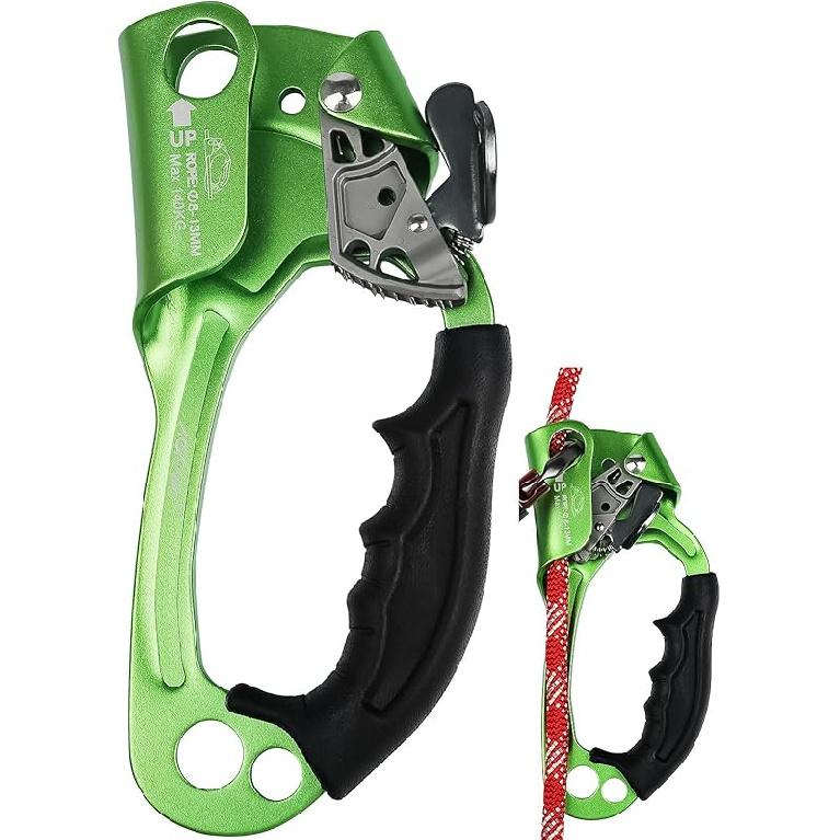 Hand Ascender High strength aluminum Alloy Climbing Ascender with Ergonomic Rubber Handle Strong Rappelling Gear Equipment for Rock Climbing Tree