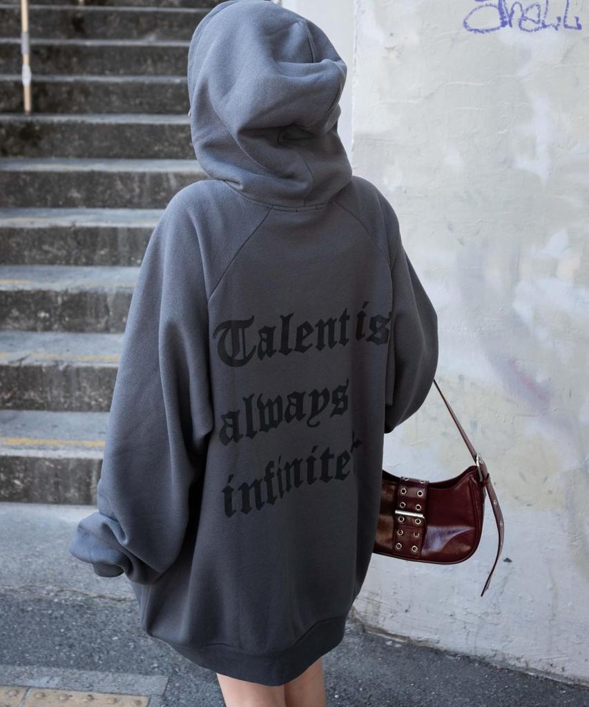 WEGO Wing Heart BIG Korean Oversized Perfect for and Size Dark Gray Women's Hoodie/Sweatshirt, Streetwear, Casual, Silhouette, Spring, Summer, Autumn,