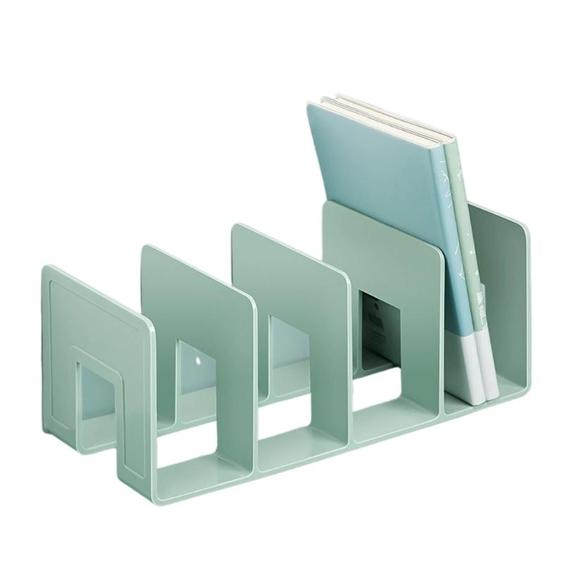 Acrylic Book End for Shelves 4 Compartments Book End Desk Book Stopper Magazine Stand Space Saving Book Organiser