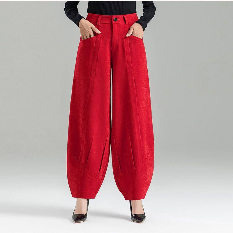 

2026 Spring/Summer Women s Plus Size High Waist Wide Leg Black Lantern Pants 27