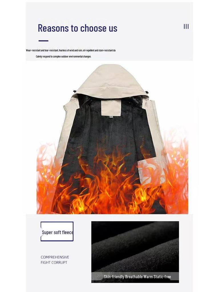 Men's Thickened Hooded Winter Windbreaker - Casual Plus Size Jacket for Middle-aged and Elderly.