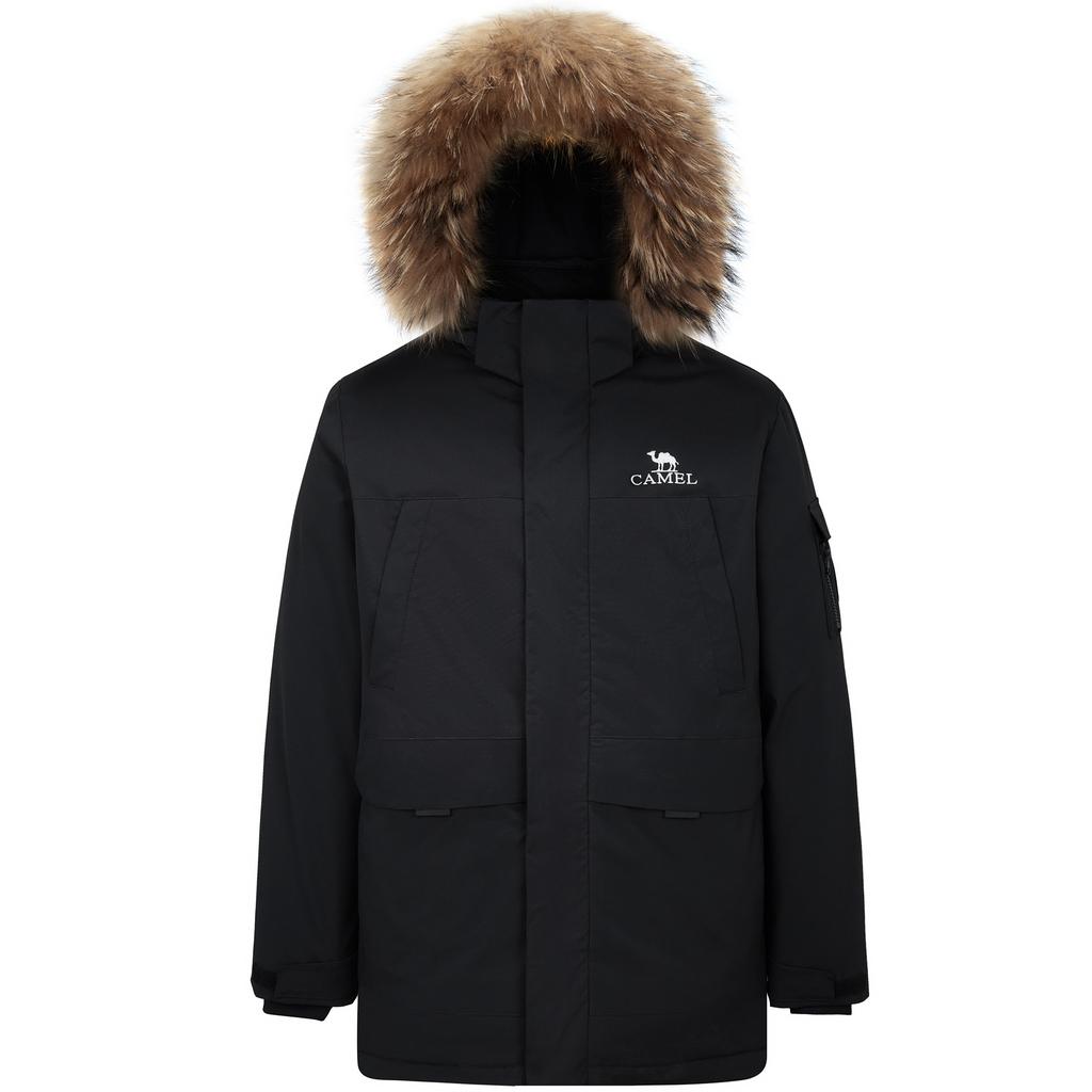 CAMEL Waterproof Windproof Hooded True Mink Fur Warm Workwear Down Jacket Unisex M34CS01643