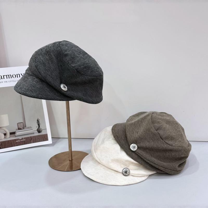 25 Early autumn new pleated silver beret female literary painter hat showing face small beret tide